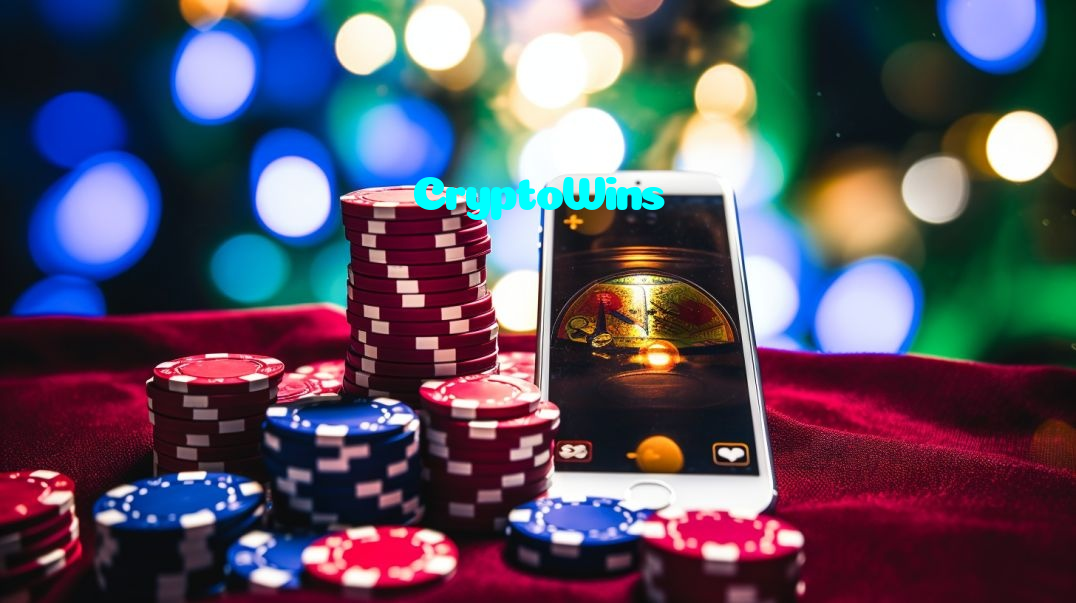 CryptoWins casino presented on mobile device in Pakistan with slots and live games